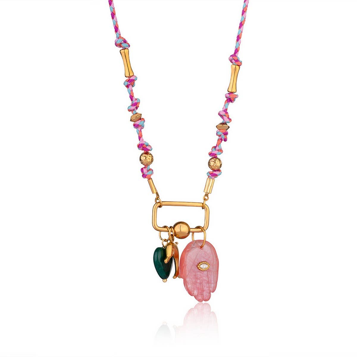 18K Eye Pendant Necklace with Natural Stone