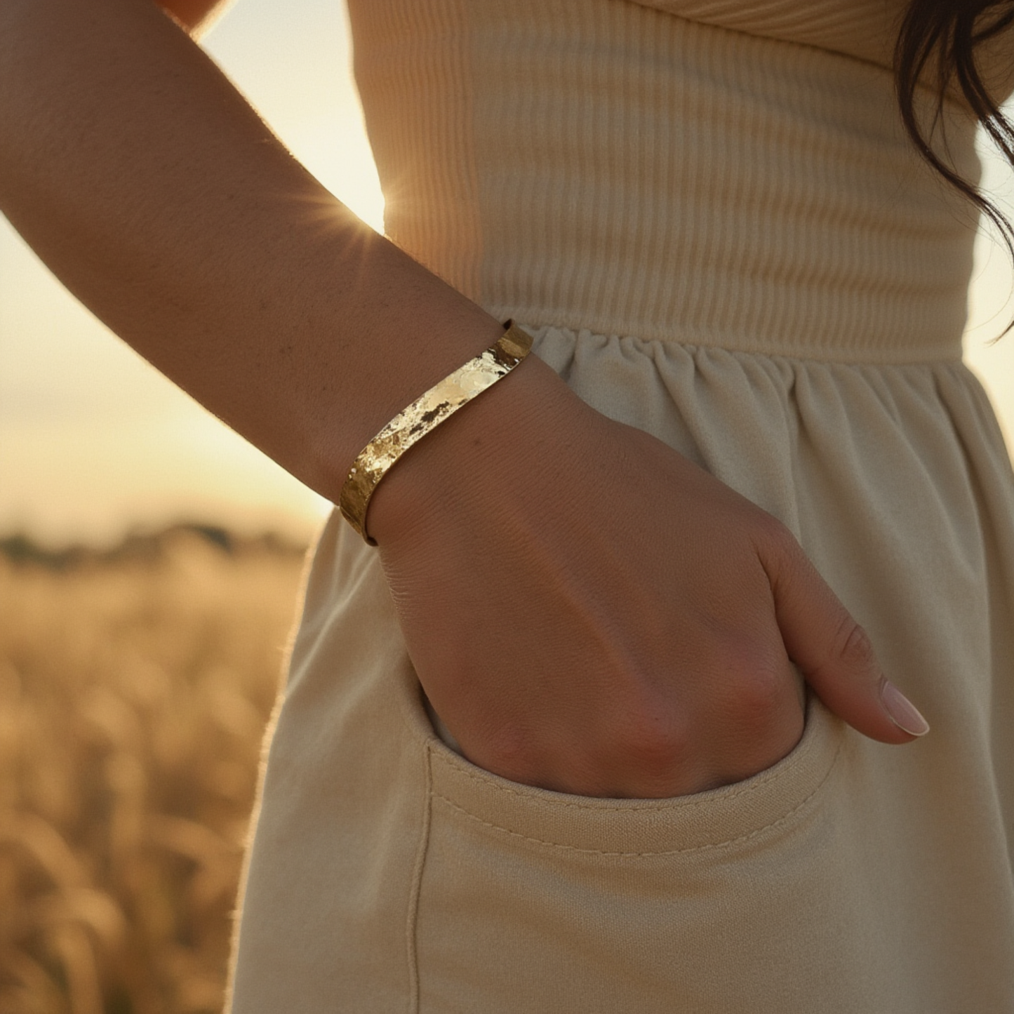 Hammered Wave Cuff Bracelet