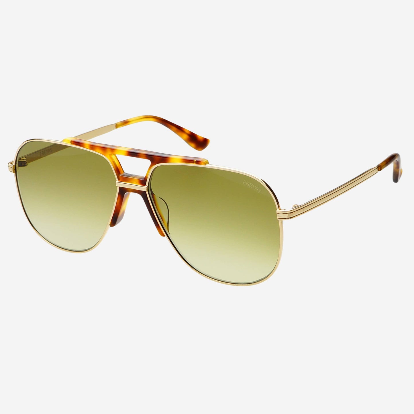 Logan ( NEW ) Acetate Aviator Unisex Sunglasses Gold/Fade Green