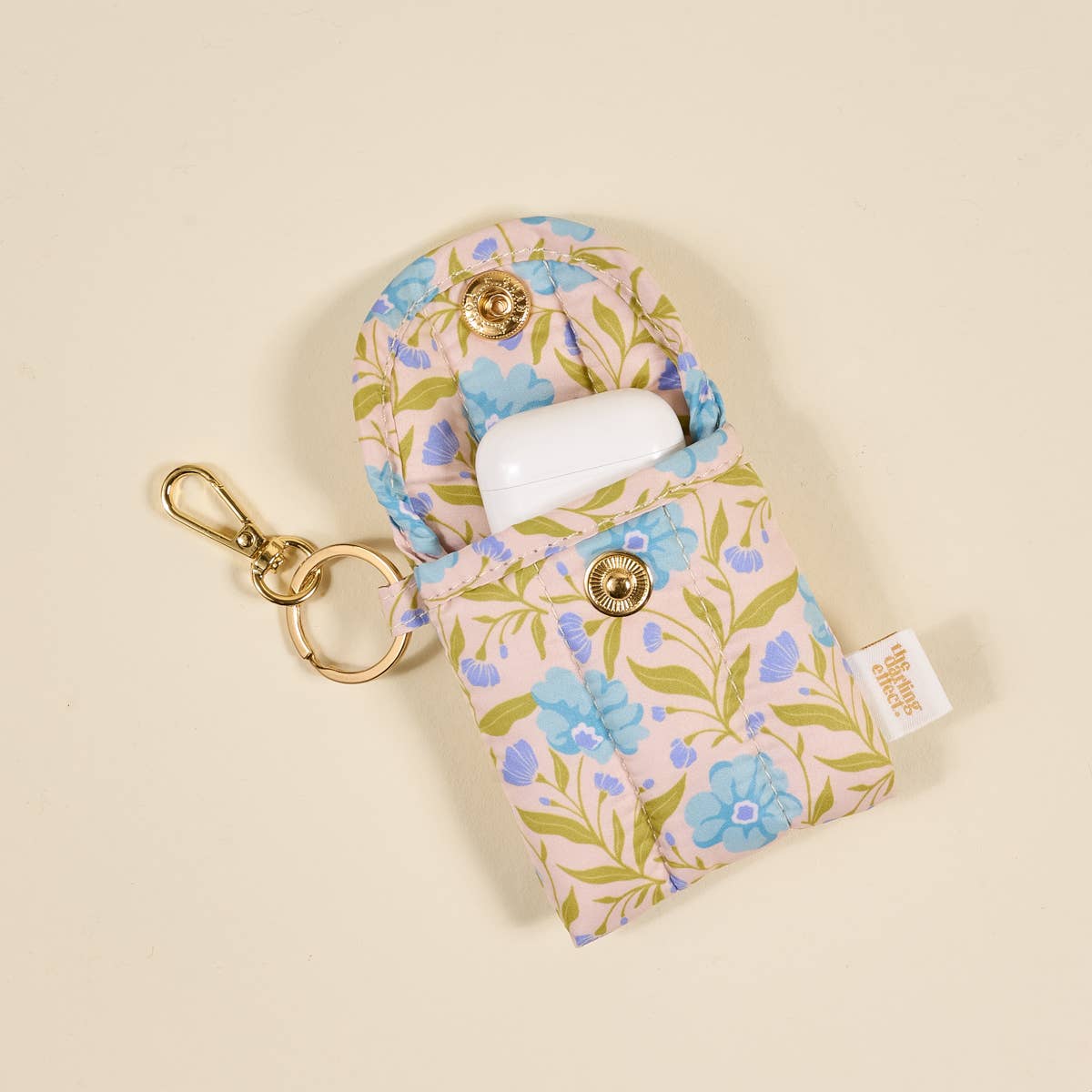 Puffy Earbud Case–Poppin' Petals Aqua