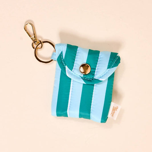 Puffy Earbud Case–Sicily Stripes Teal