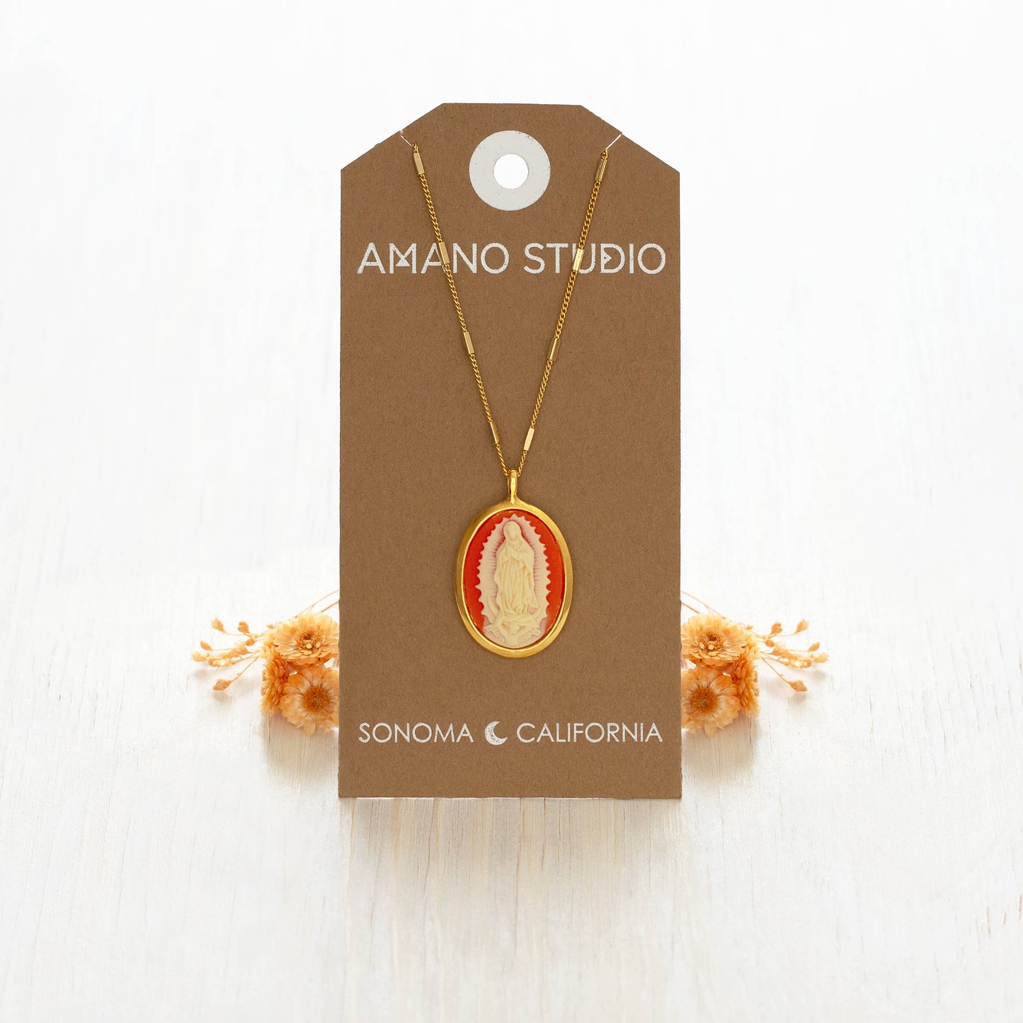 Virgin of Guadalupe Vintage Cameo Necklace