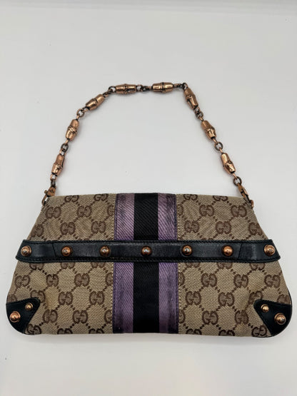 Gucci Supreme Horsebit Purple Satin Chain Clutch|2317