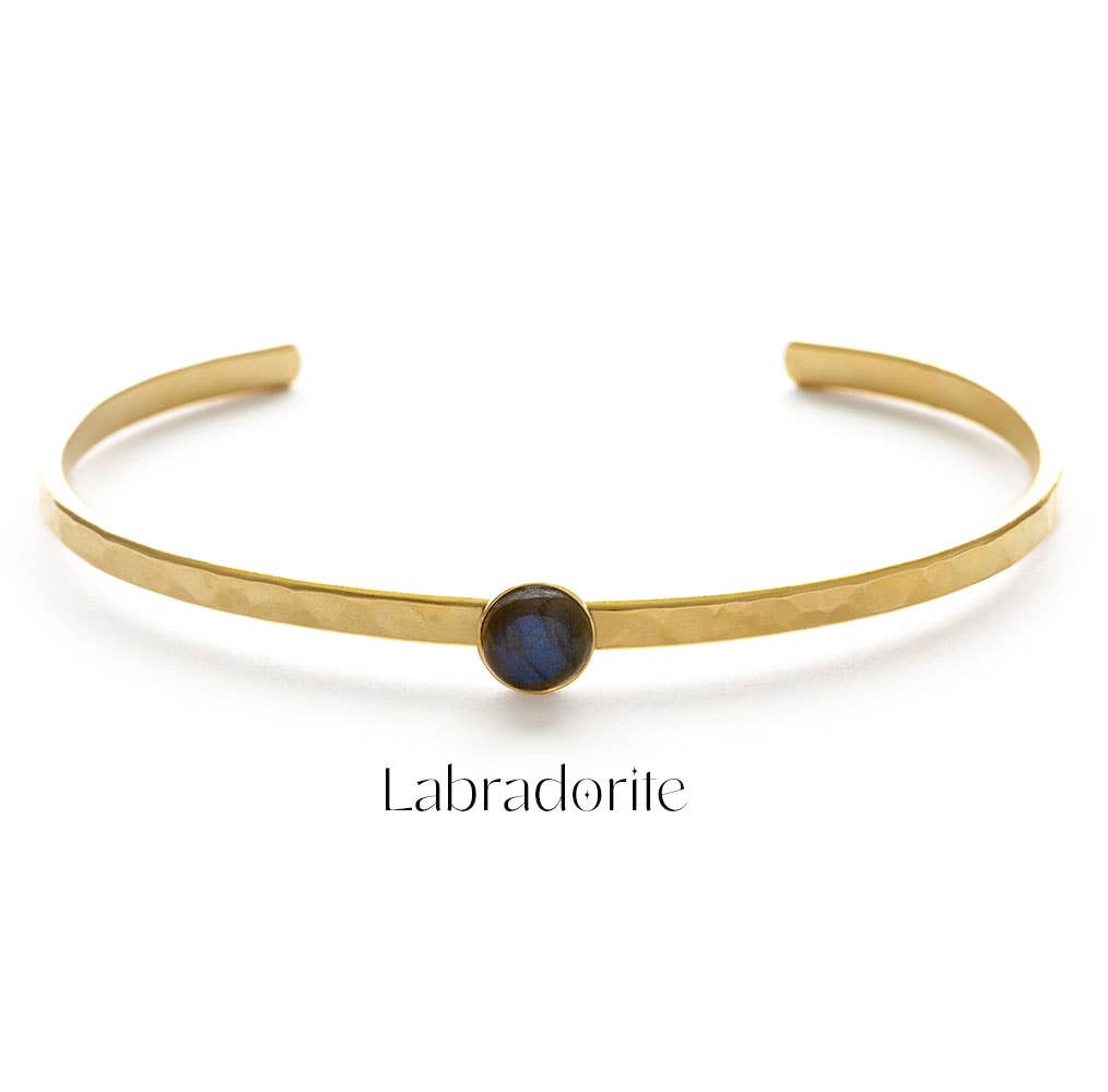 6mm Labradorite Hammered Cuff Bracelet