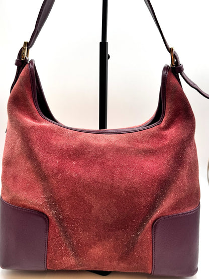 Loewe Burgundy Suede Anagram Shoulder Bag|2353