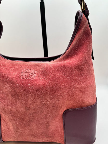 Loewe Burgundy Suede Anagram Shoulder Bag|2350