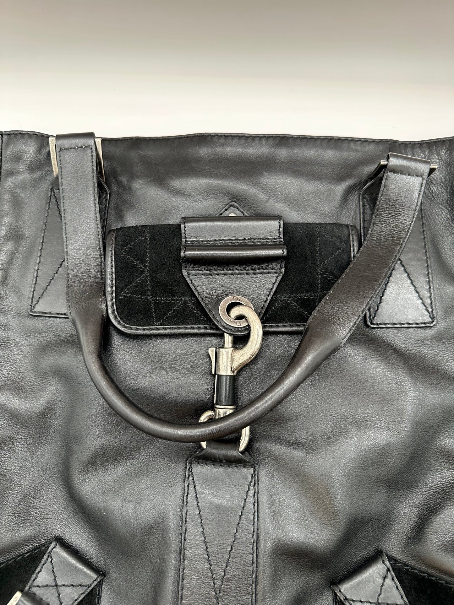 Christian Dior Black Leather 'Rebelle' Tote Bag