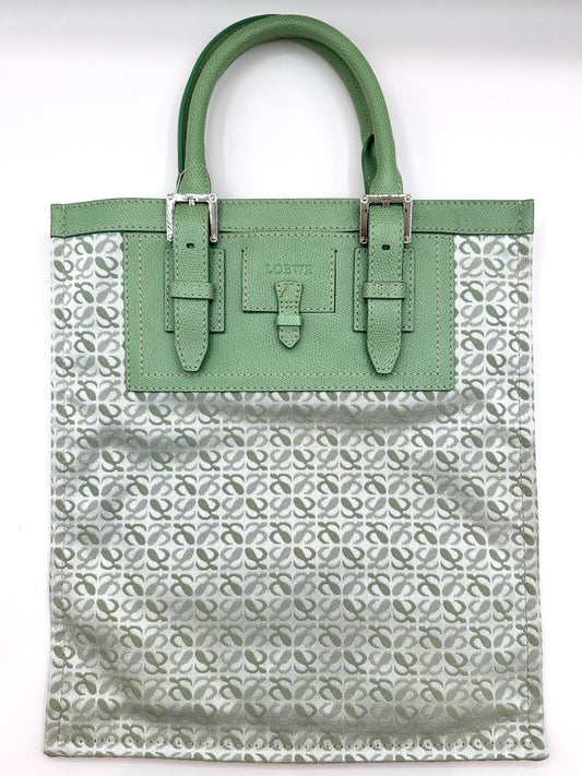 Loewe Green Repeat Anagram Small Canvas Tote