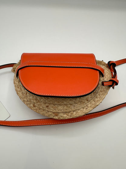 Loewe Orange Leather/Raffia 'Mini Gate' Bag