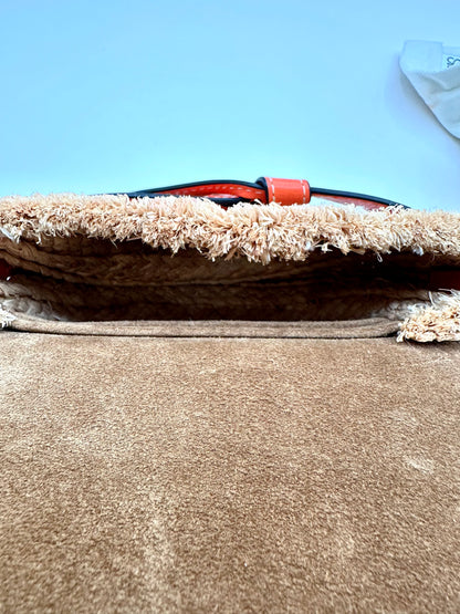Loewe Orange Leather/Raffia 'Mini Gate' Bag
