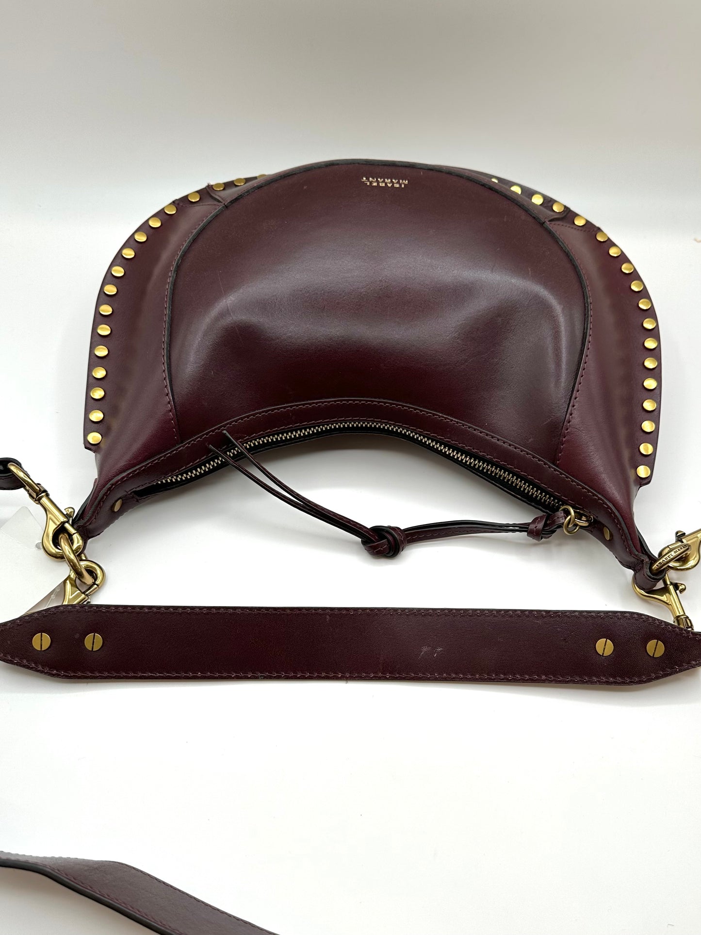 Isabel Marant Burgundy Studded Leather ‘Naoko’ Shoulder Bag
