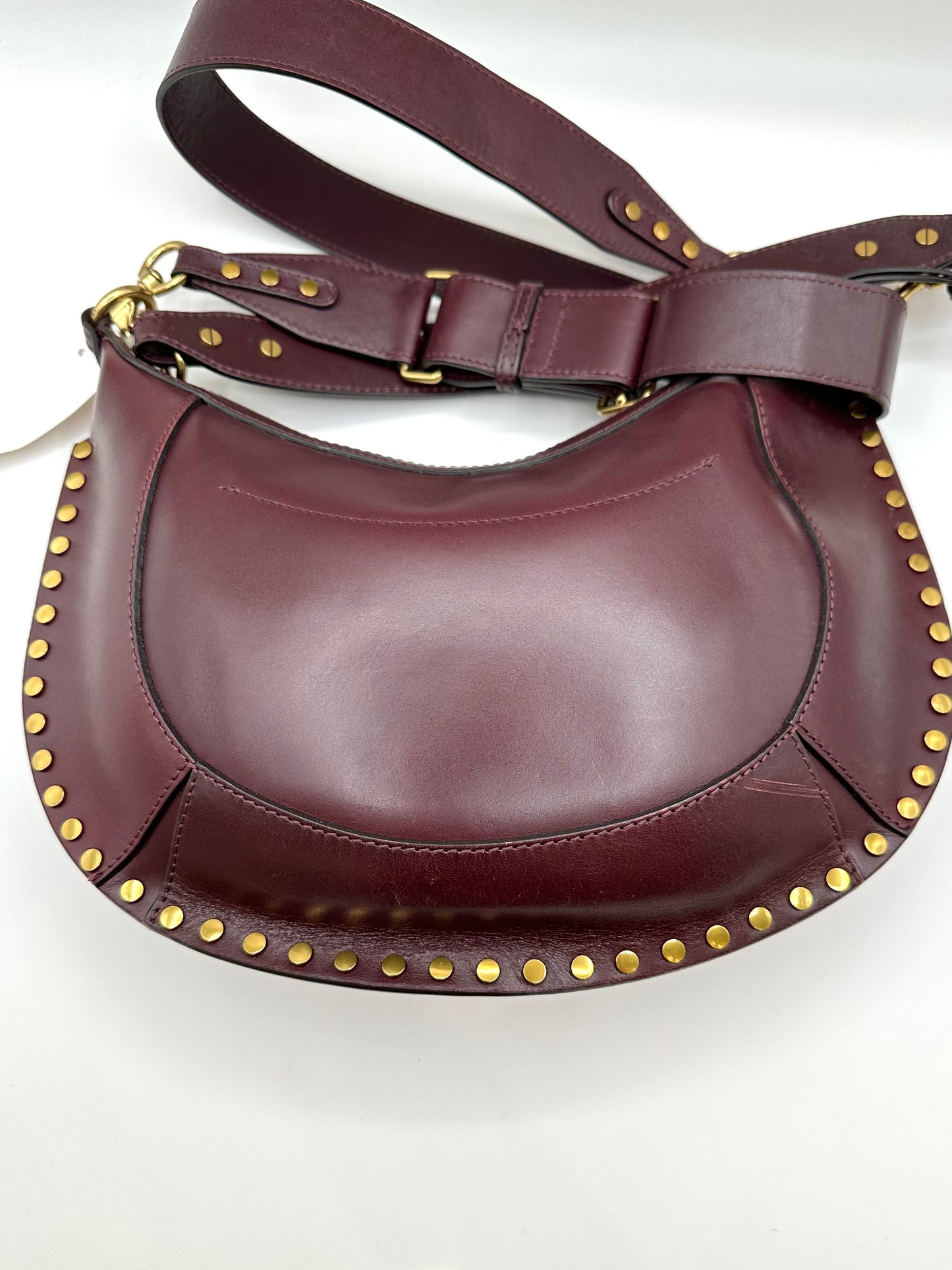 Isabel Marant Burgundy Studded Leather ‘Naoko’ Shoulder Bag