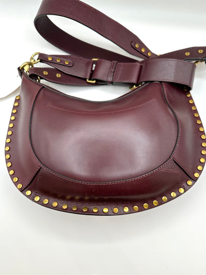Isabel Marant Burgundy Studded Leather ‘Naoko’ Shoulder Bag