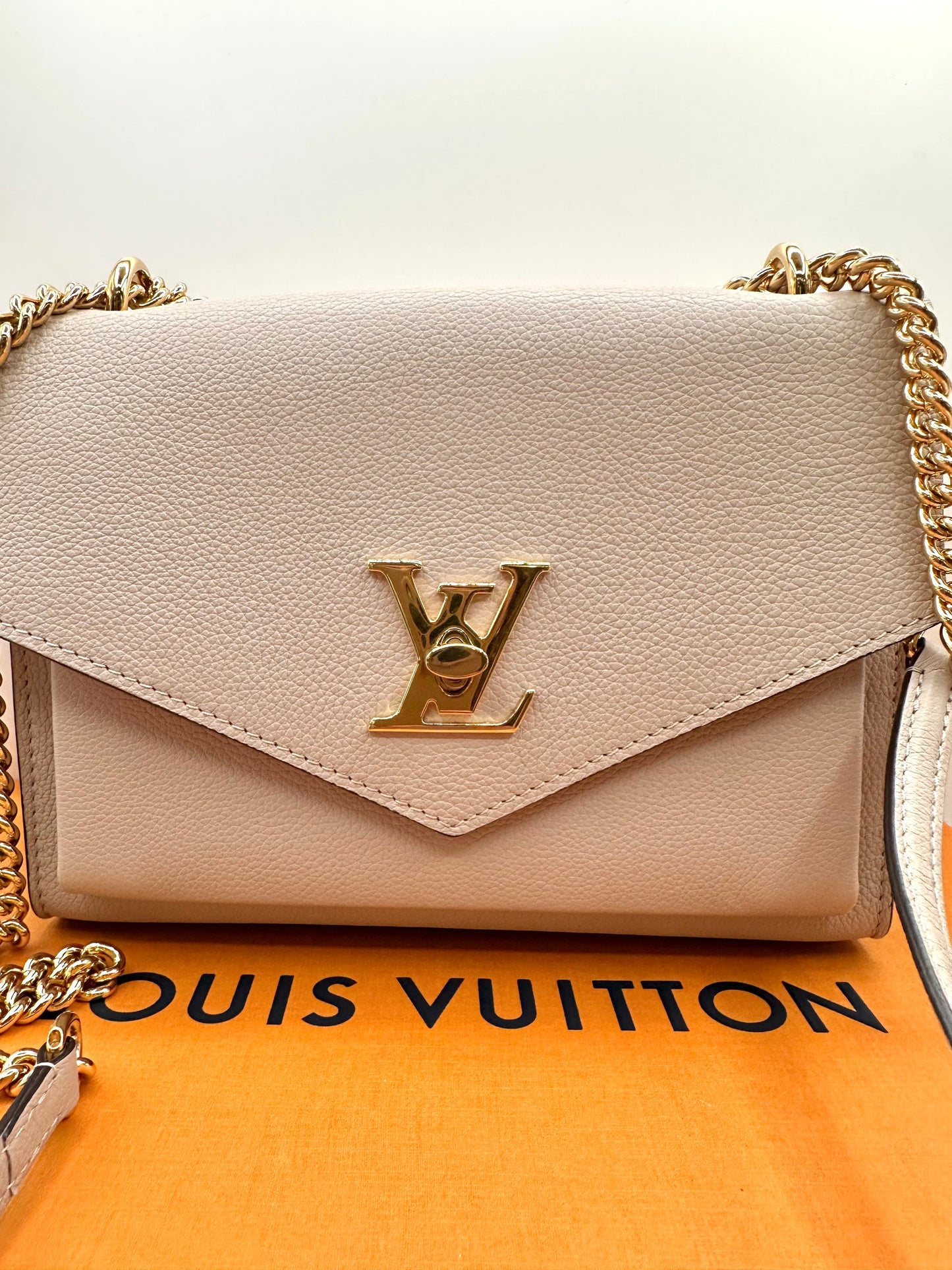 Louis Vuitton Greige 'Mylockme' Chain Pochette Bag