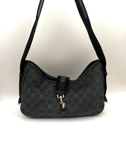 Gucci Black Monogram Denim 'Jackie' Bag