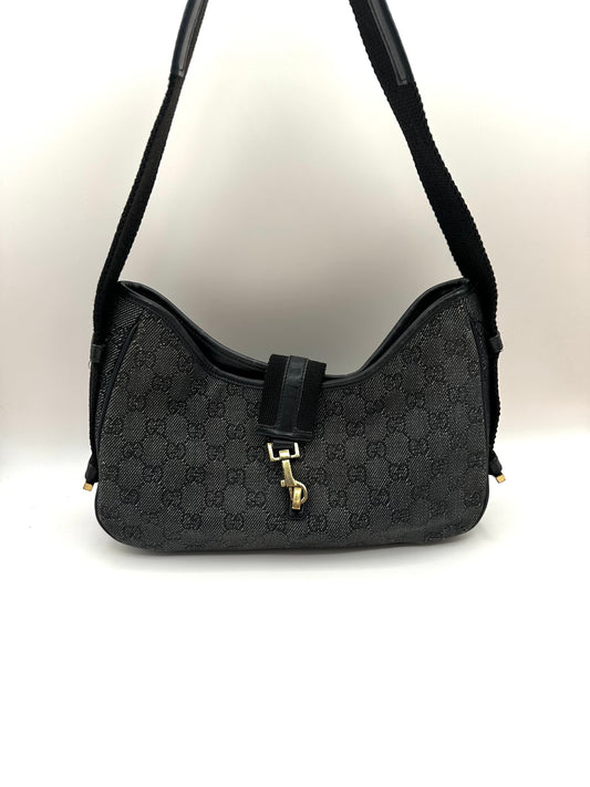 Gucci Black Monogram Denim 'Jackie' Bag