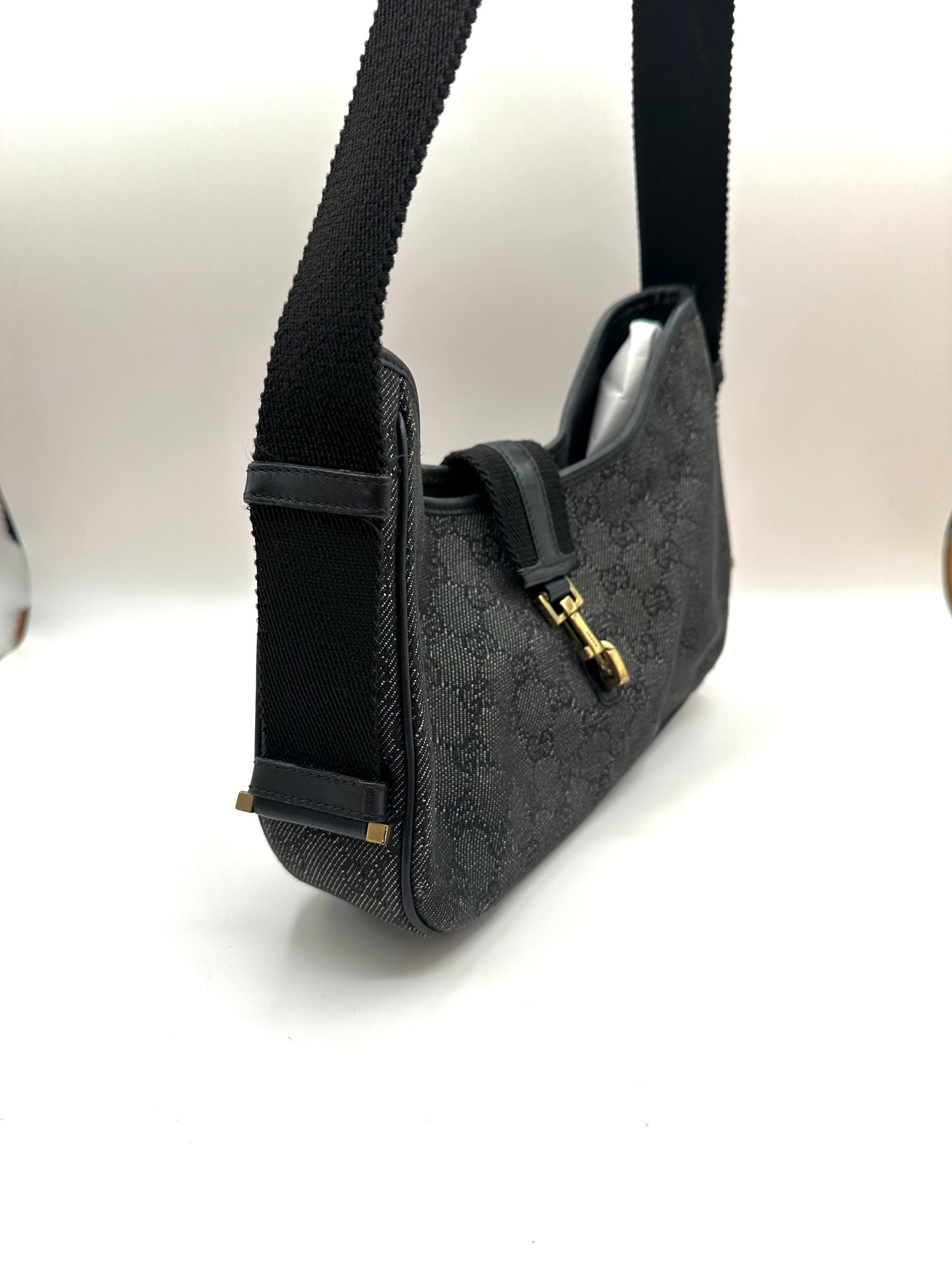 Gucci Black Monogram Denim 'Jackie' Bag