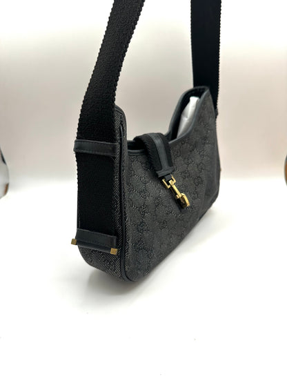 Gucci Black Monogram Denim 'Jackie' Bag