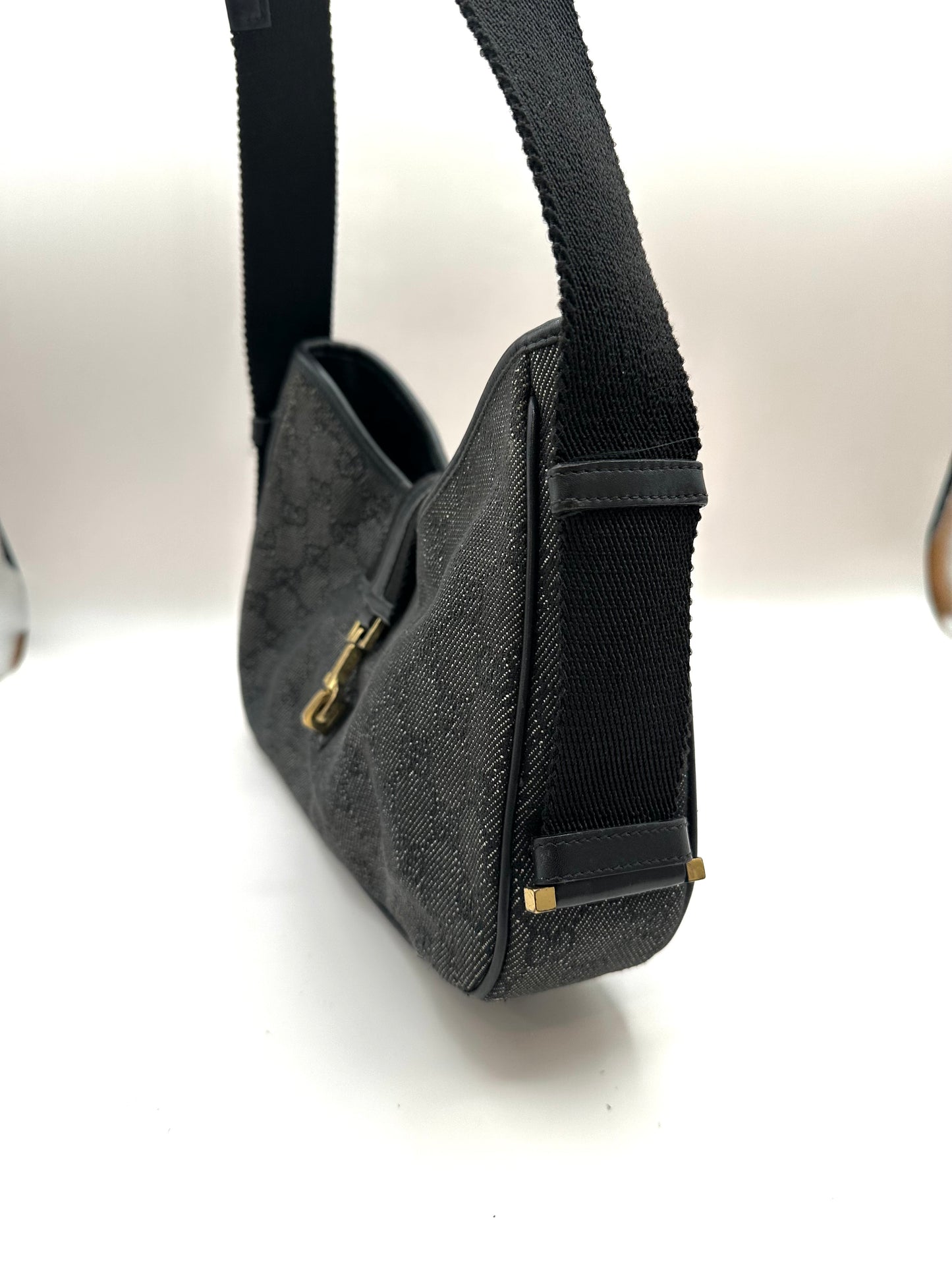 Gucci Black Monogram Denim 'Jackie' Bag