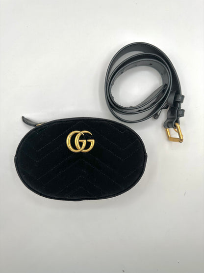 Gucci GG Black Marmont Belt Bag Matelasse Velvet