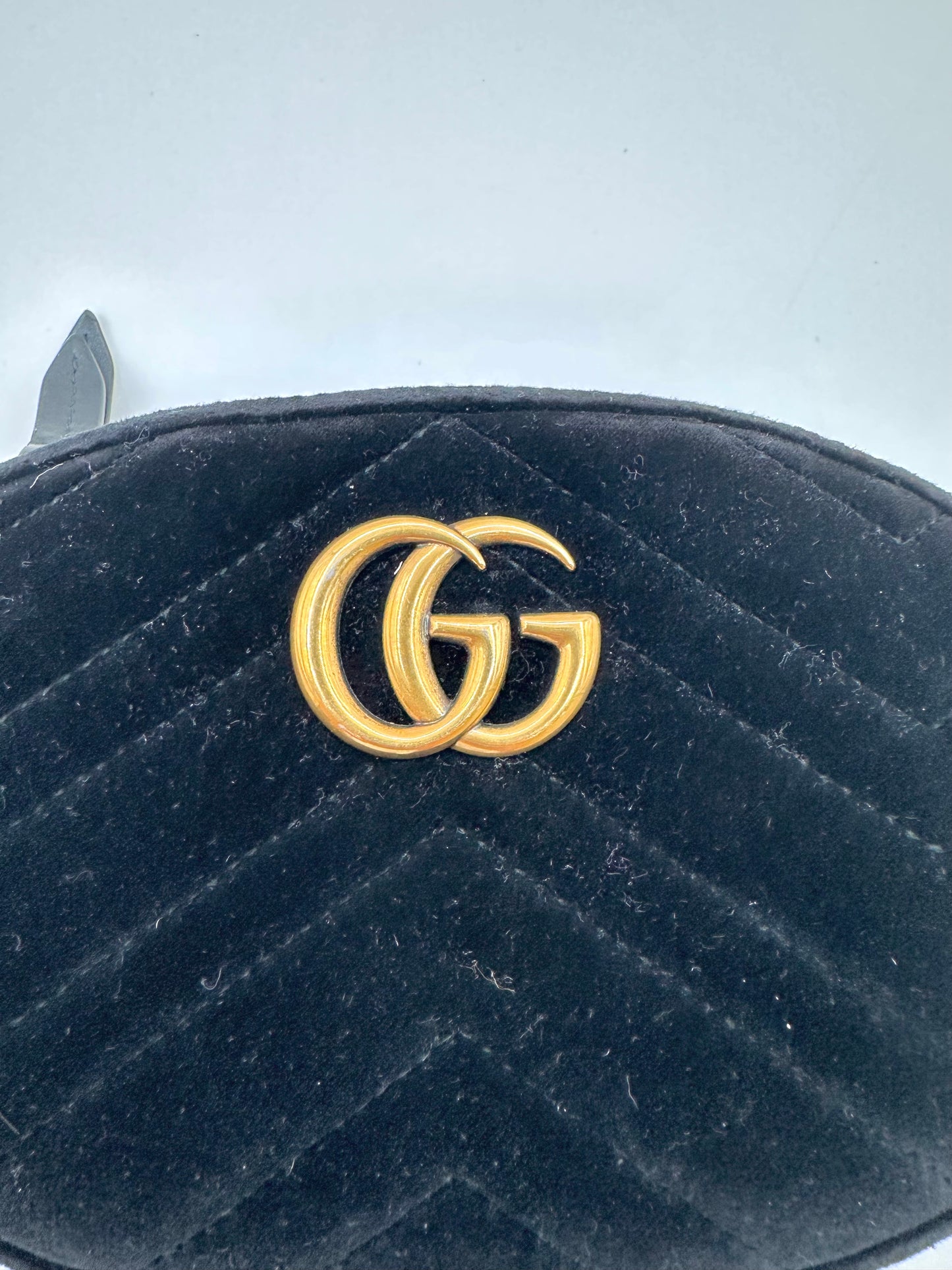 Gucci GG Black Marmont Belt Bag Matelasse Velvet