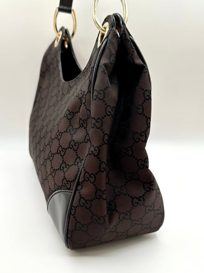 Gucci Brown Monogram Nylon 'Colbert' Hobo Bag