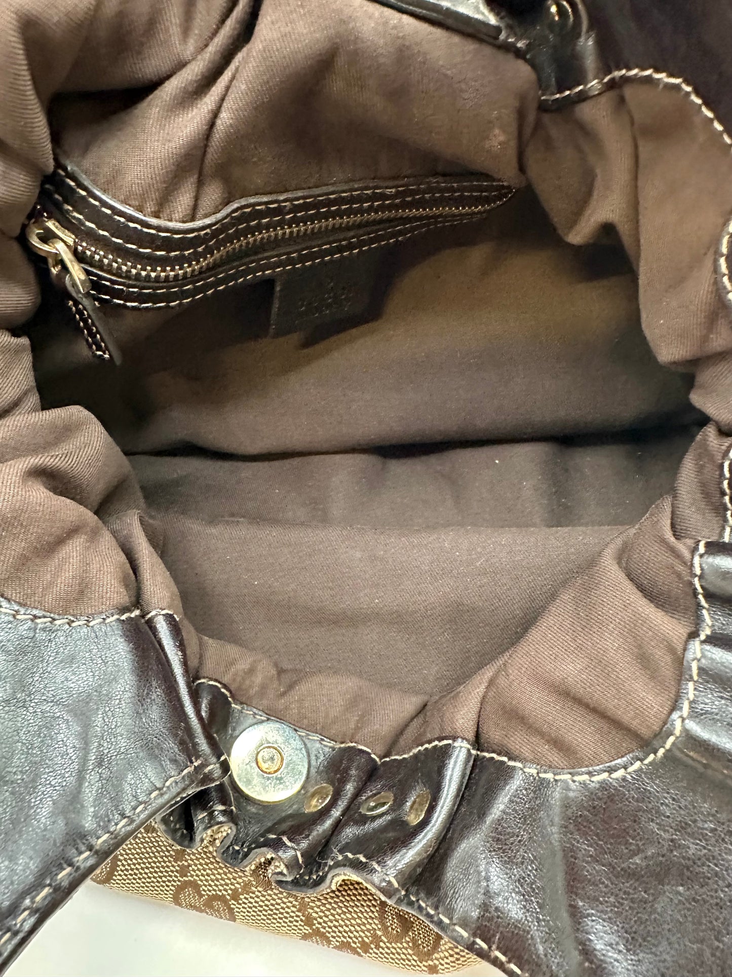 Gucci Tan GG Canvas Studded 'Pelham' Hobo Bag