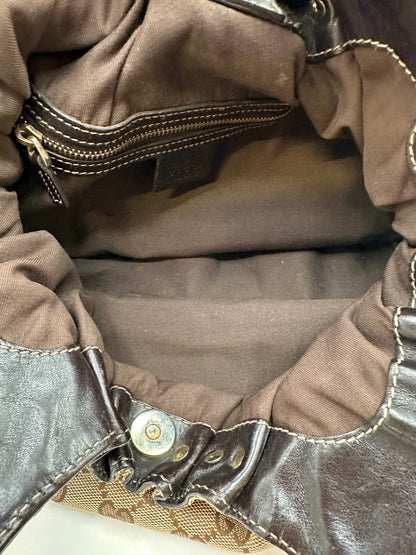 Gucci Tan GG Canvas Studded 'Pelham' Hobo Bag