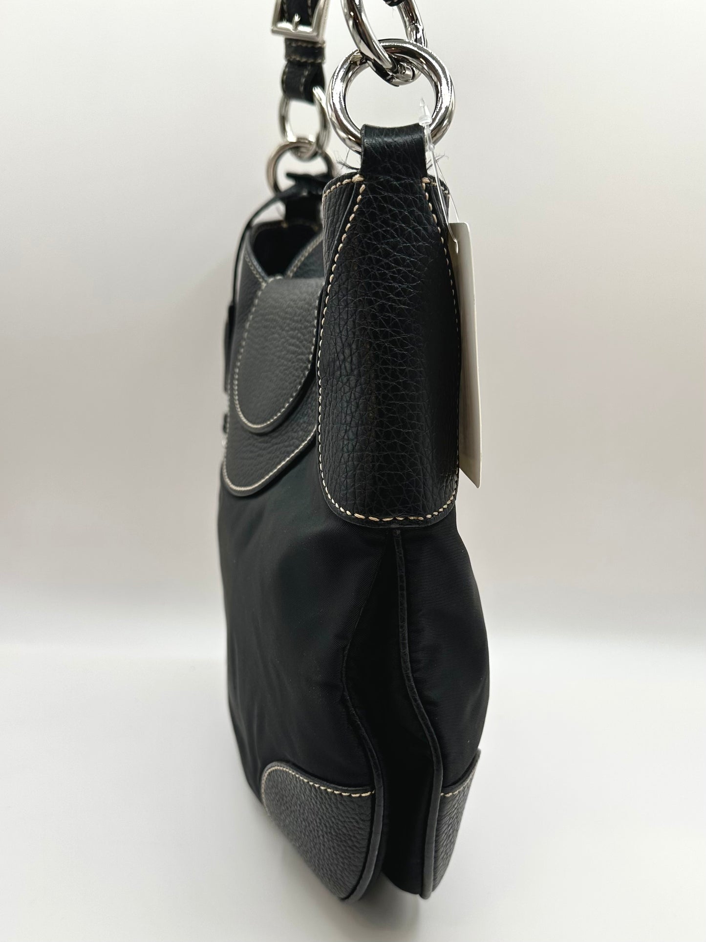 Prada Black Nylon/Leather Sound Lock Shoulder Bag