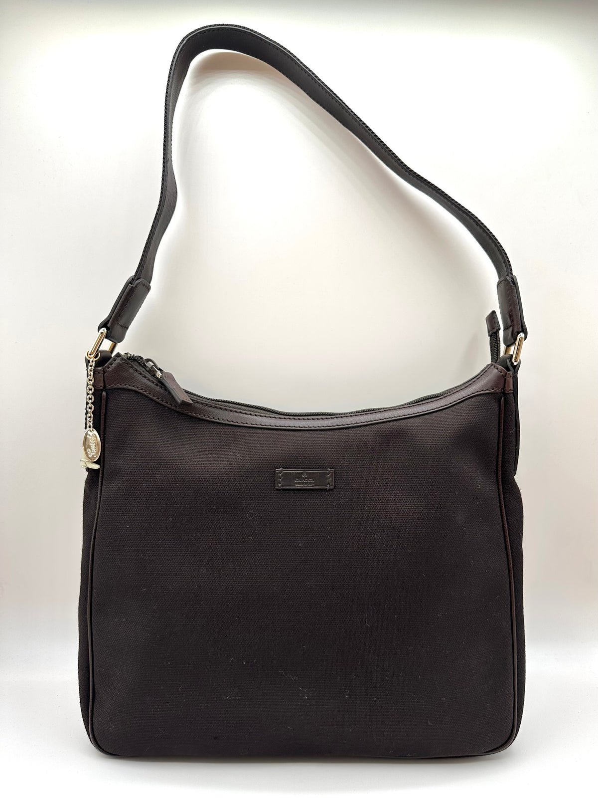 Gucci Dark Brown 2000's Canvas Shoulder Bag