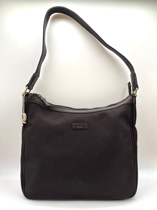 Gucci Dark Brown 2000's Canvas Shoulder Bag