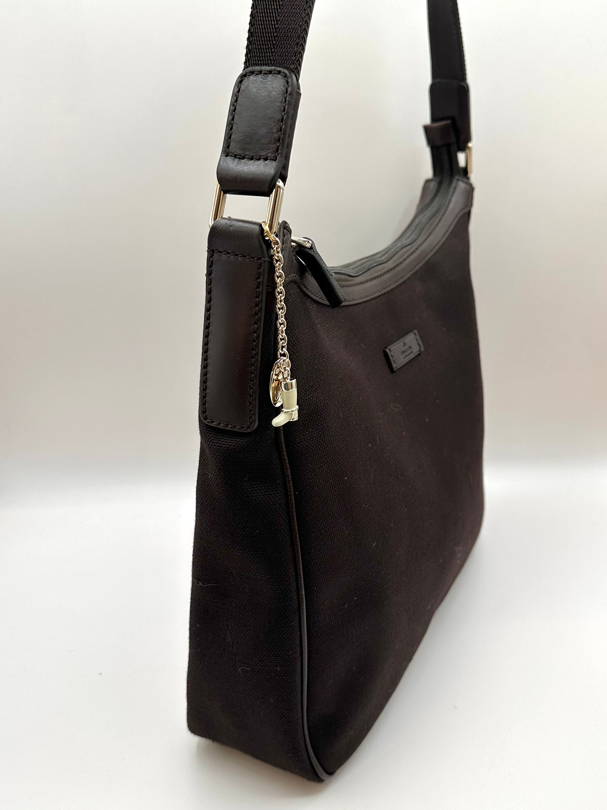 Gucci Dark Brown 2000's Canvas Shoulder Bag