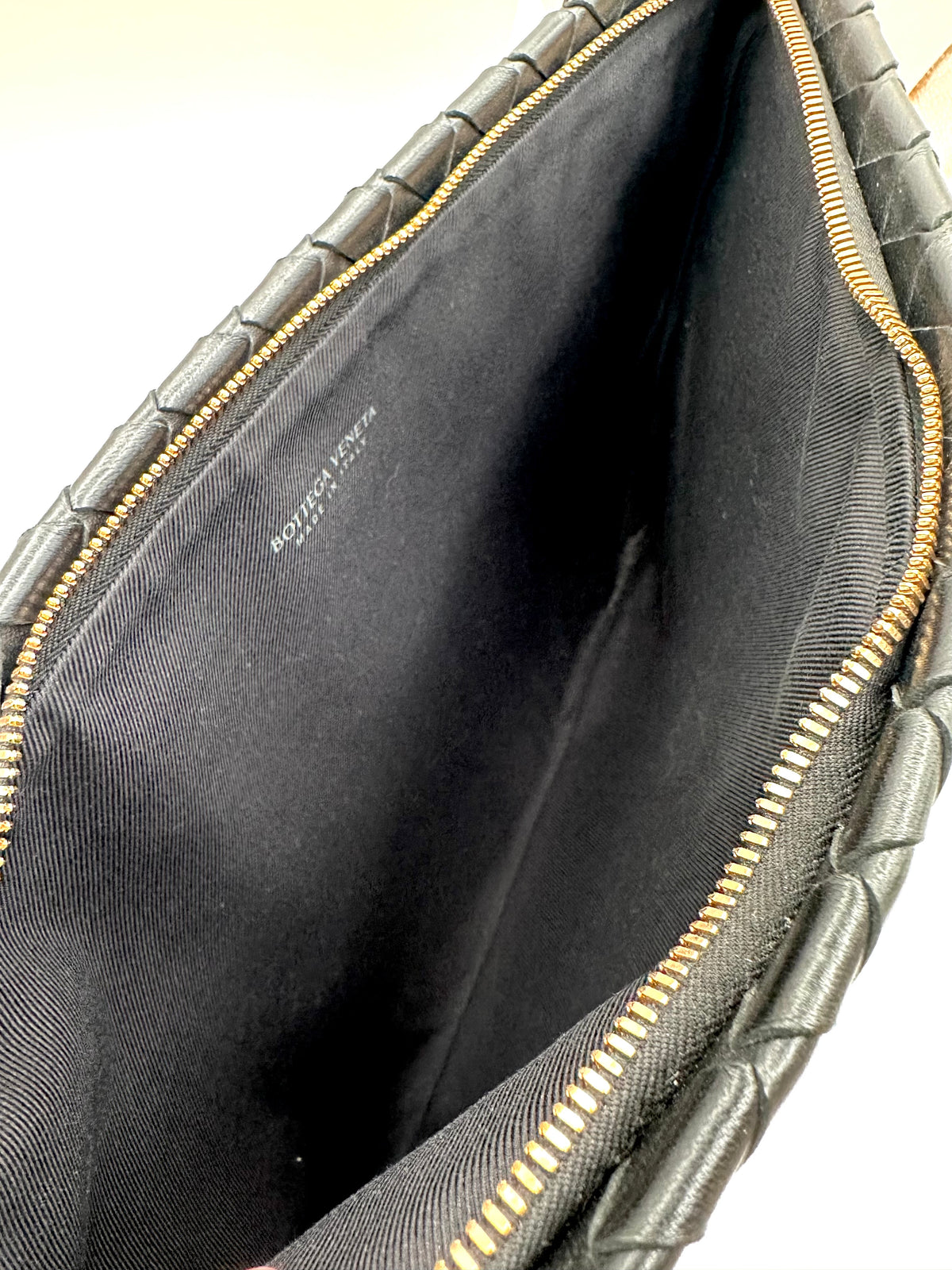 Bottega Veneta Black Leather Intrecciato Wristlet Pouch