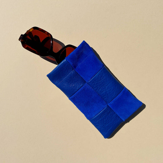 Sunglasses Case - Lapis Check Leather