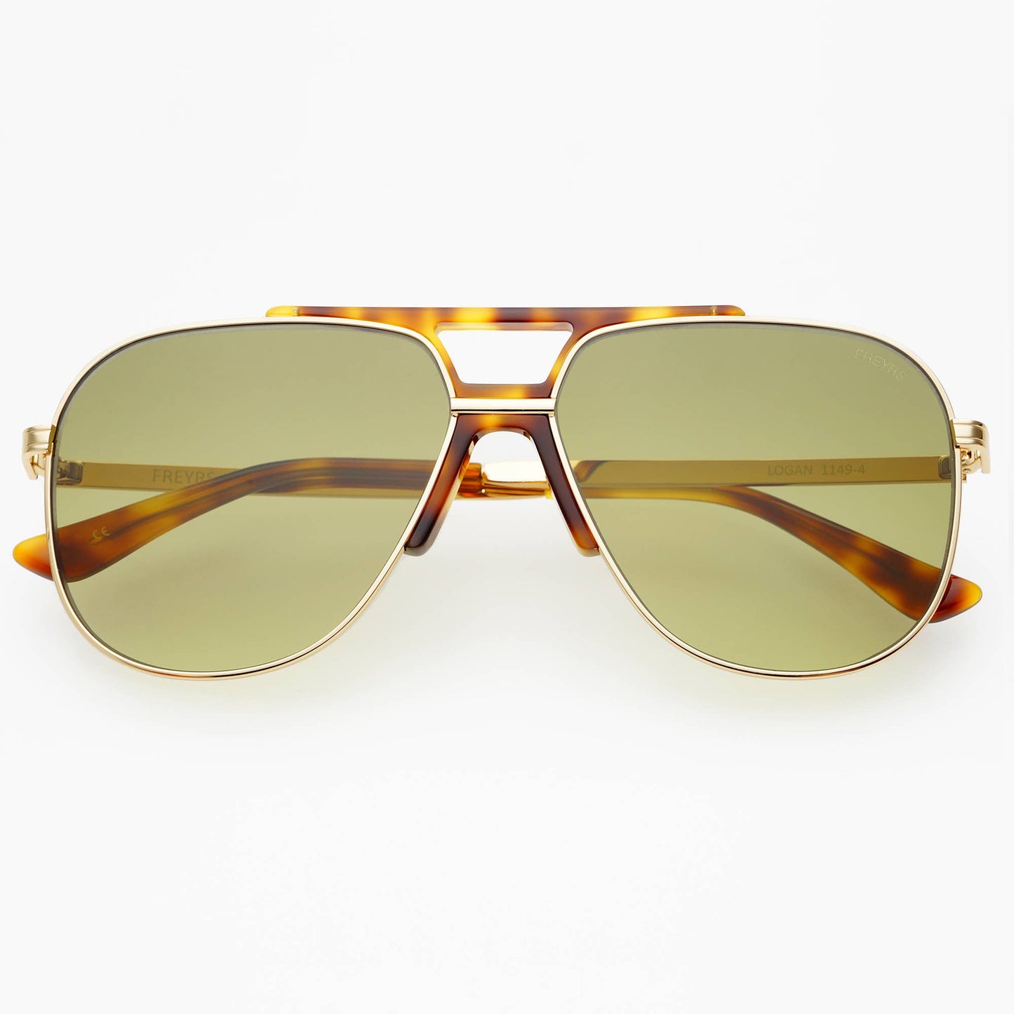 Logan ( NEW ) Acetate Aviator Unisex Sunglasses Gold/Fade Green