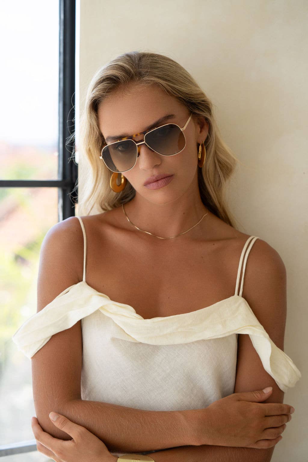 Logan ( NEW ) Acetate Aviator Unisex Sunglasses Gold/Fade Green