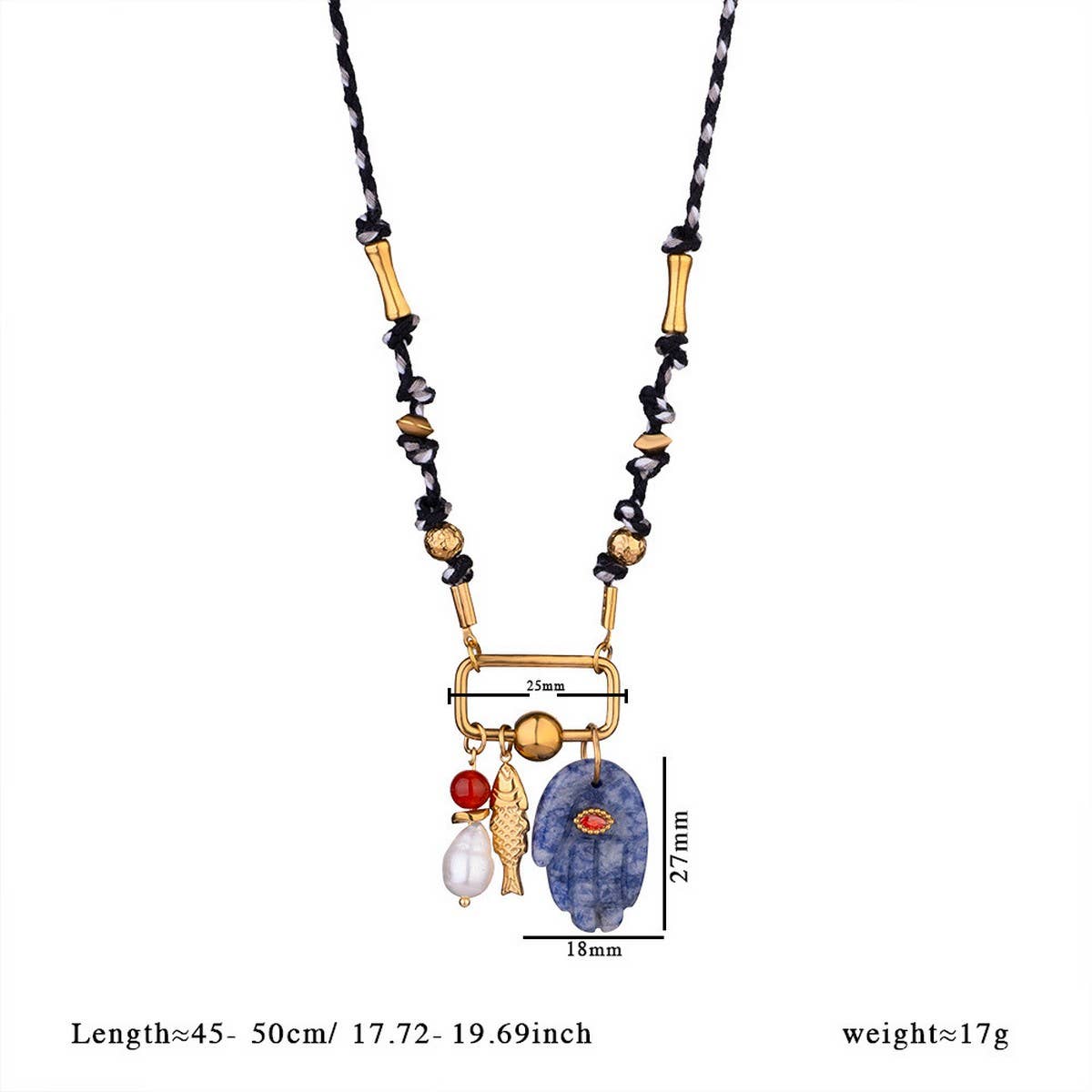 18K Eye Pendant Necklace with Natural Stone